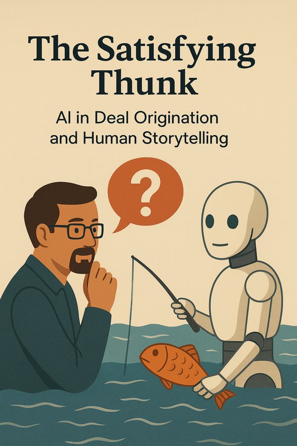 Illustration: a man gesturing towards a robot that holds a question-mark sign.